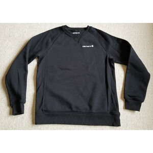 Womens Sweatshirt-CARHARTT-black cotton blend 'Relaxed Fit' crewneck-M (8-10)